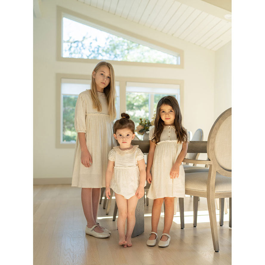 Coco Blanc rompers Coco Blanc Flaxy Oat Crochet Collar Romper