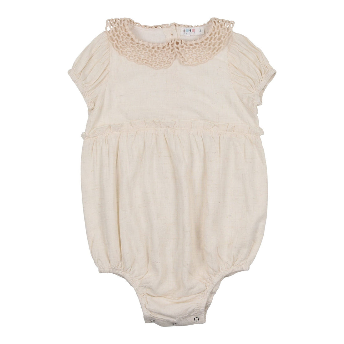 Coco Blanc rompers Coco Blanc Flaxy Oat Crochet Collar Romper