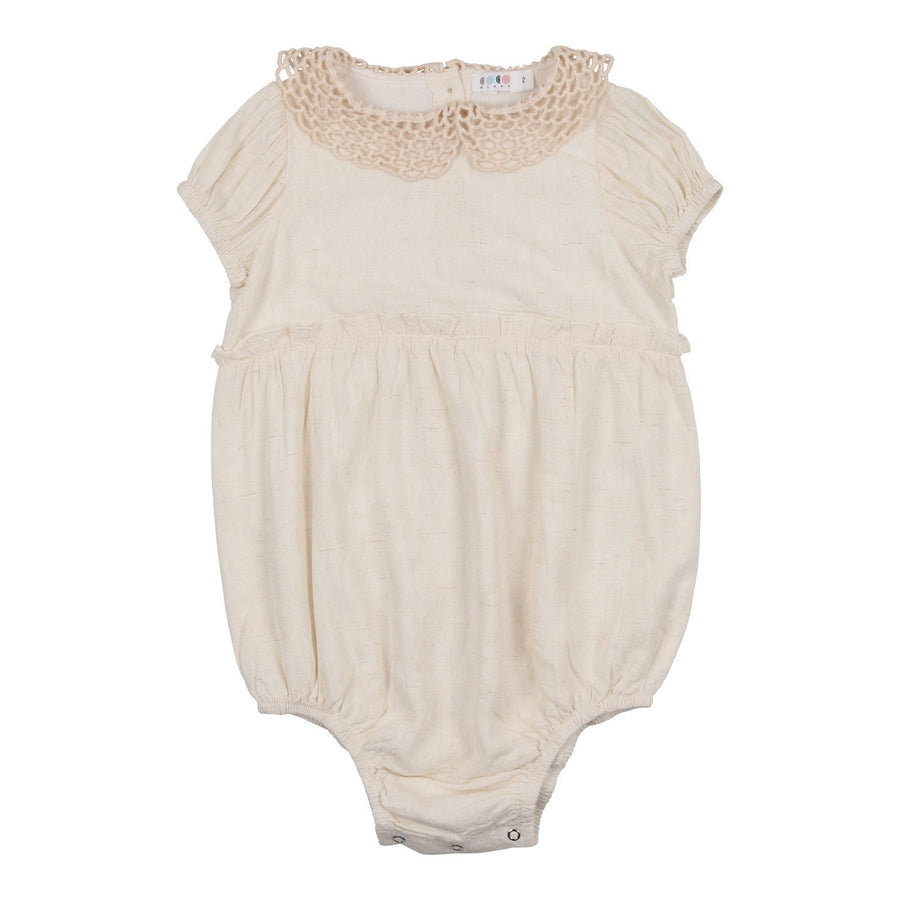 Coco Blanc rompers Coco Blanc Flaxy Oat Crochet Collar Romper