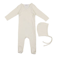 Coco Blanc sets Coco Blanc Antique White Pointelle Footie with bonnet