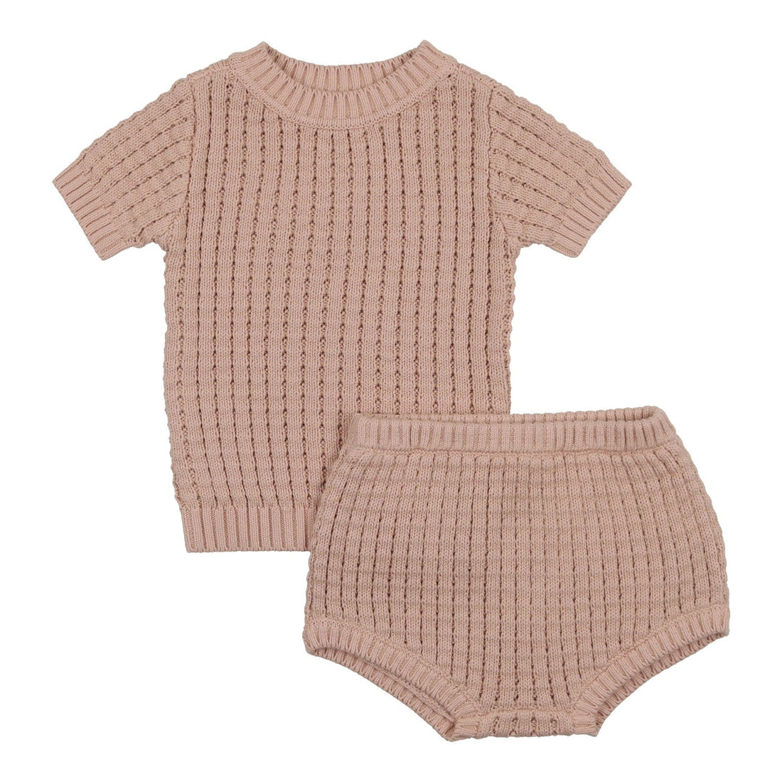 Coco Blanc sets Coco Blanc Powdered Mauve Baby Knit Pointelle Set