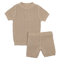Coco Blanc sets Coco Blanc Taupe Baby Knit Pointelle Set