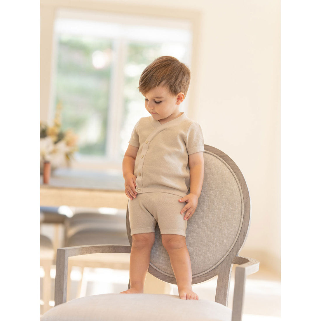 Coco Blanc sets Coco Blanc Taupe Baby Side Button Set