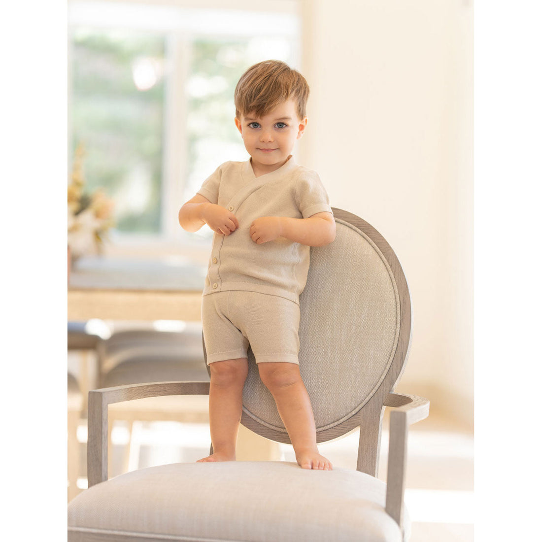 Coco Blanc sets Coco Blanc Taupe Baby Side Button Set