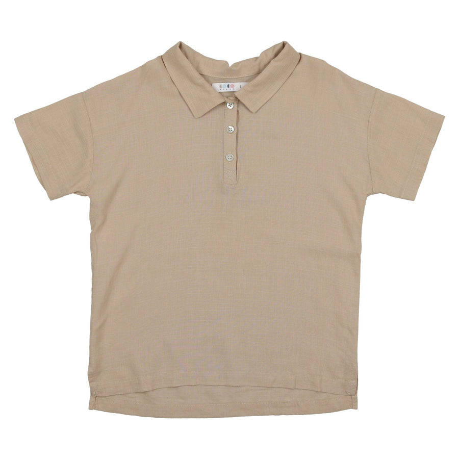 Coco Blanc shirts Coco Blanc Tan Linen Shirt