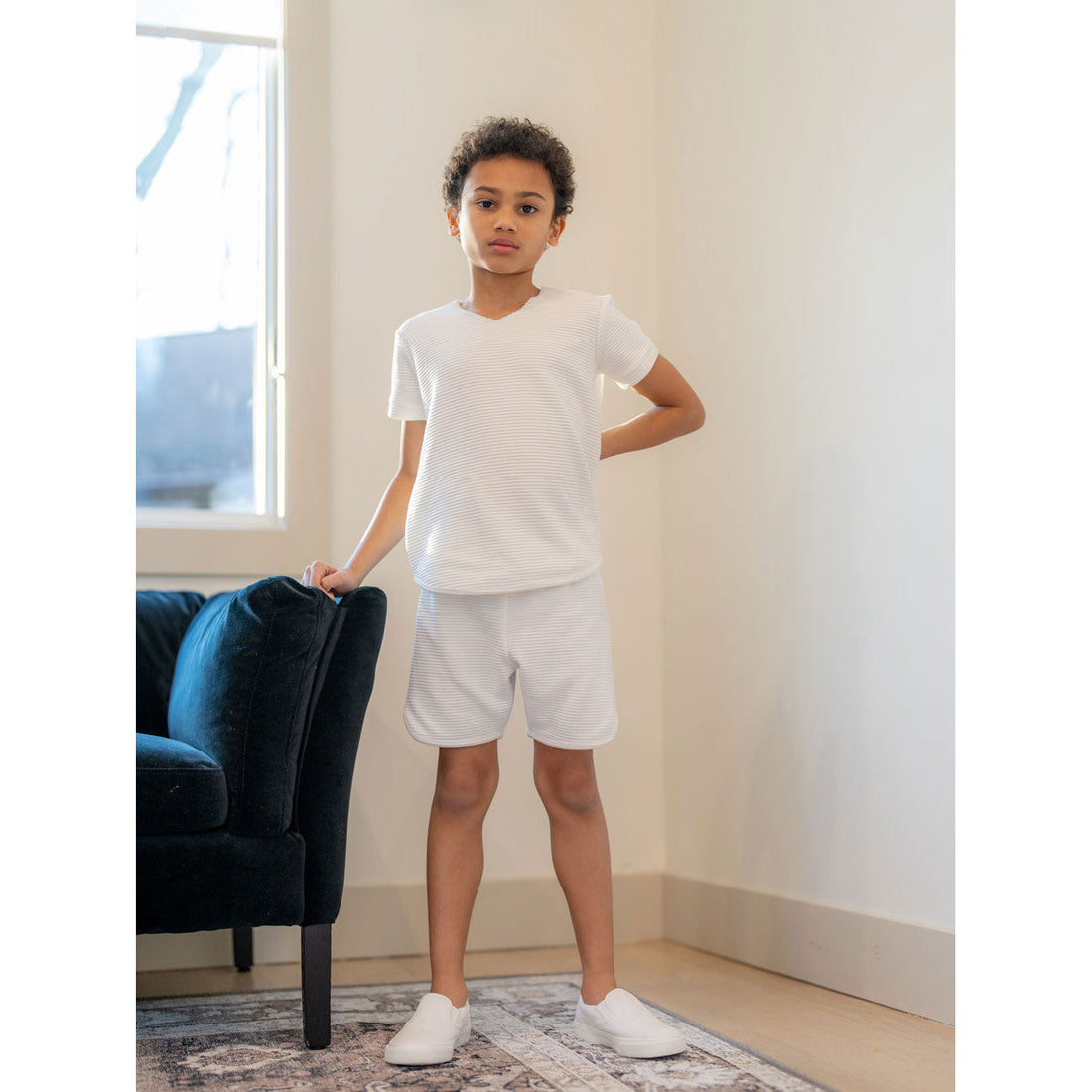 Coco Blanc Shorts Coco Blanc Antique White Ribbed Shorts
