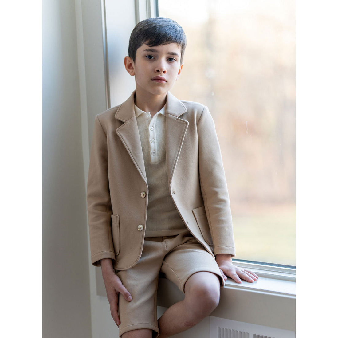 Coco Blanc Suits Coco Blanc Taupe Pique Suit