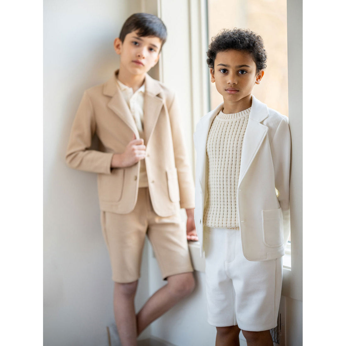 Coco Blanc Suits Coco Blanc Taupe Pique Suit
