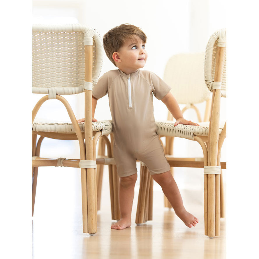 Coco Blanc swim Coco Blanc Taupe/Cream Baby One Piece Swimsuit