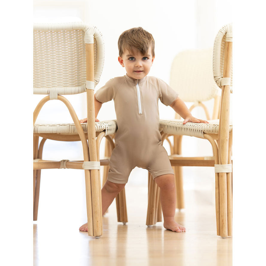 Coco Blanc swim Coco Blanc Taupe/Cream Baby One Piece Swimsuit