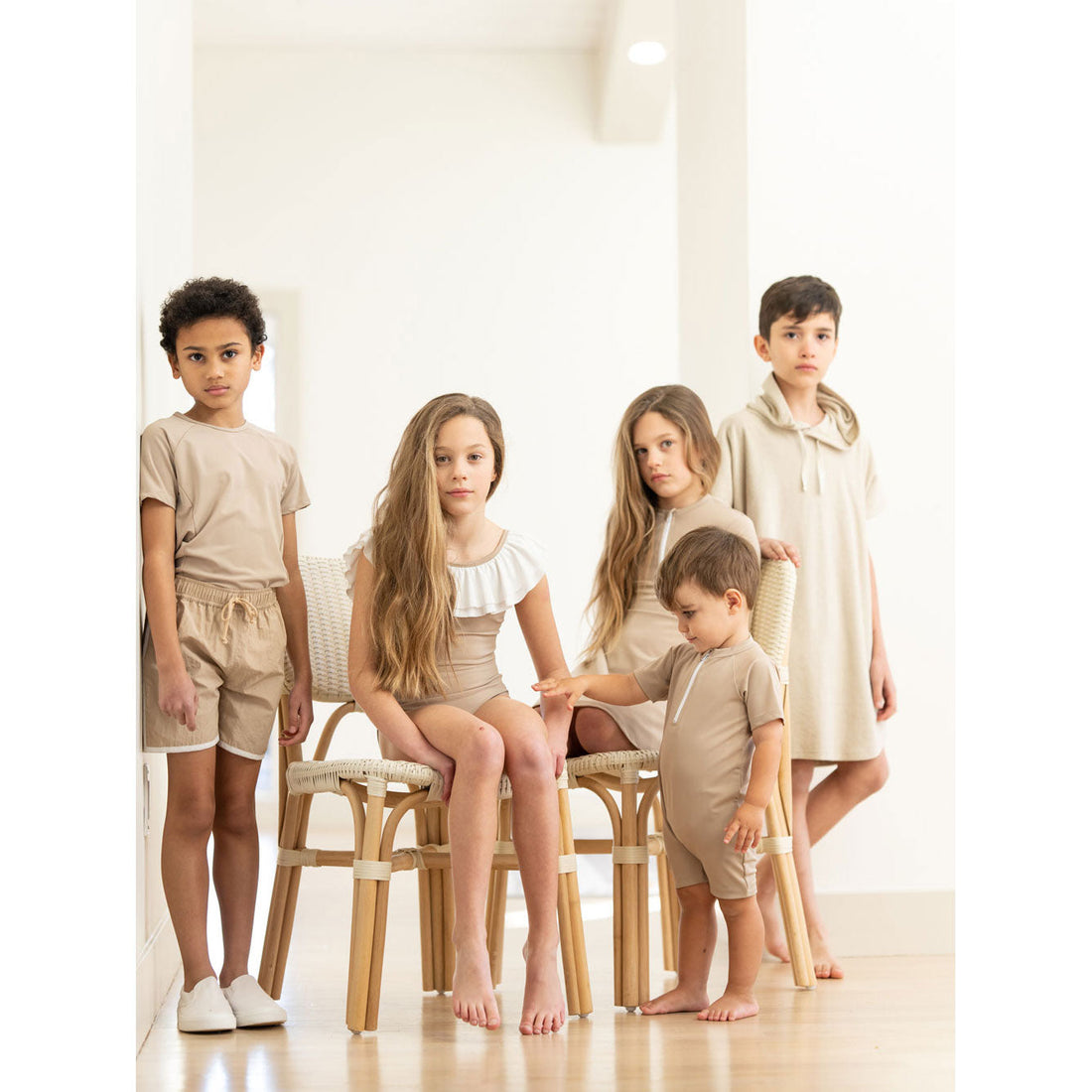 Coco Blanc swim Coco Blanc Taupe/Cream Baby One Piece Swimsuit