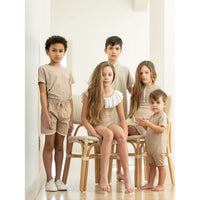 Coco Blanc swim Coco Blanc Taupe/Cream Girls Swimsuit