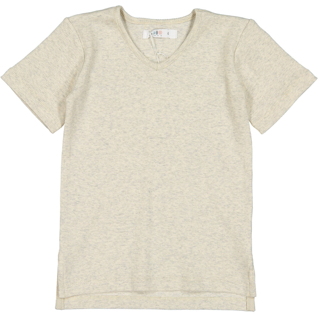 Coco Blanc tops and tees Coco Blanc Oatmeal V-neck Ribbed Tee