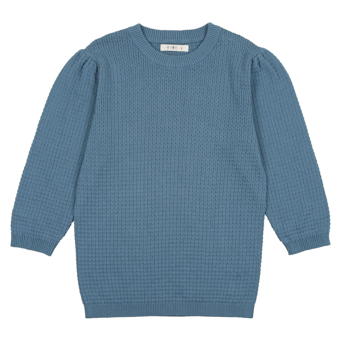 Coco Blanc Blue 3/4 Pointelle Girl Sweater