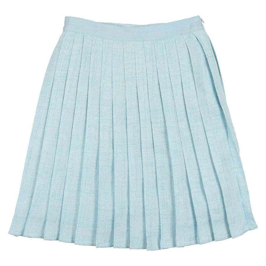 ★PALE JADE★ Small Pleats Skirt 2colors 【送料0/関税0】 Coco Blanc Pale Blue Woven Pleated Skirt – Ladida
