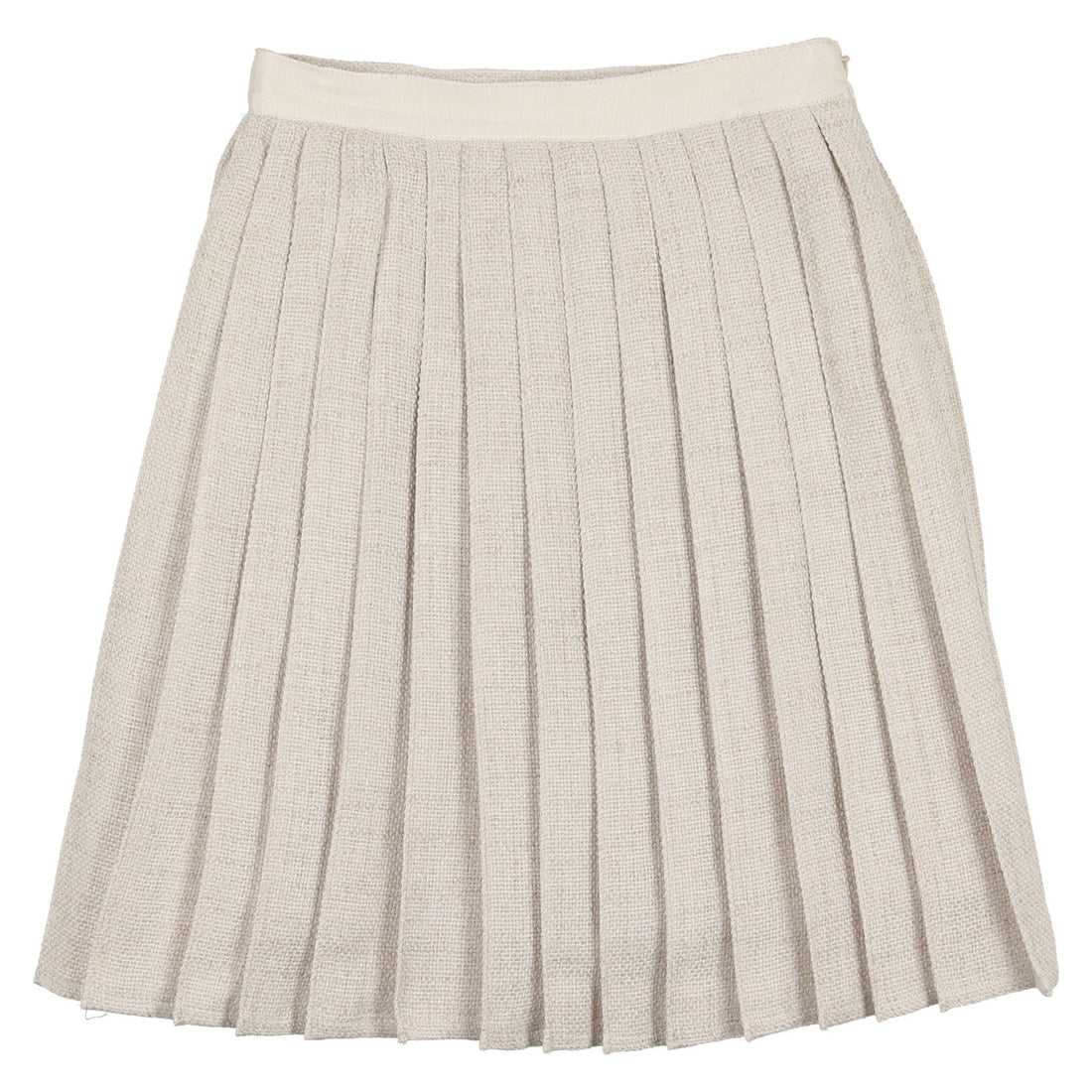 Coco Blanc Oatmeal Woven Pleated Skirt