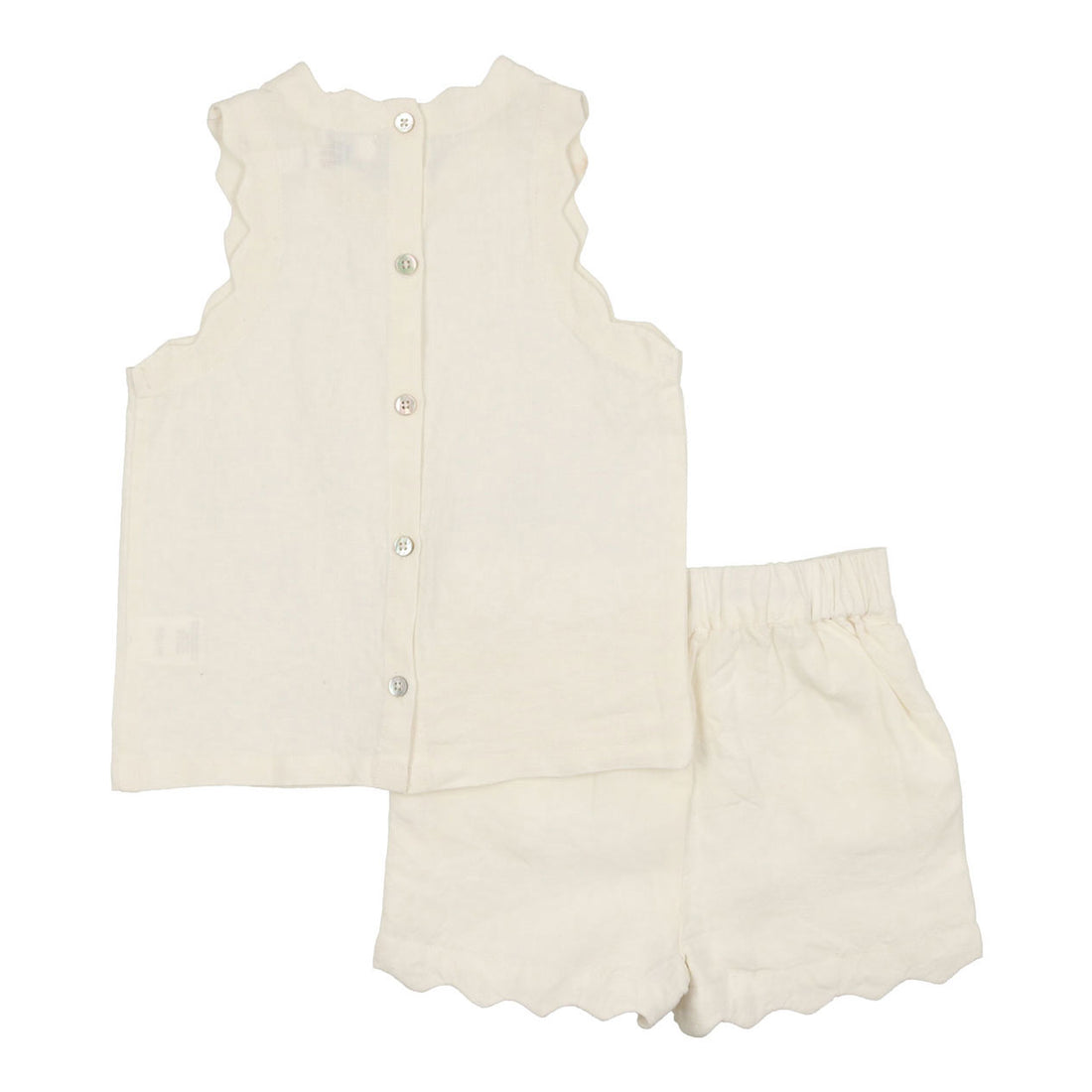 Coco Blanc Cream Baby Girl Linen Set