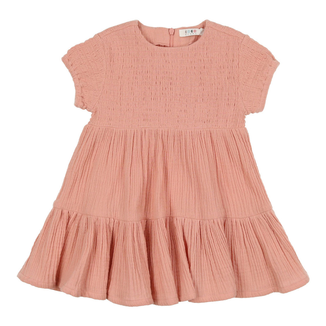 Coco Blanc Smoky Rose Short Sleeve Smocked Dress