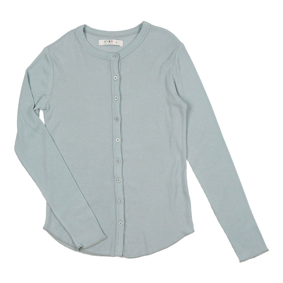 Coco Blanc Pale Blue Ribbed Long Sleeve Tee
