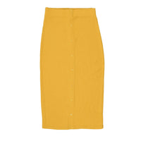 Coco Blanc Spicy Mustard Ribbed Midi Skirt