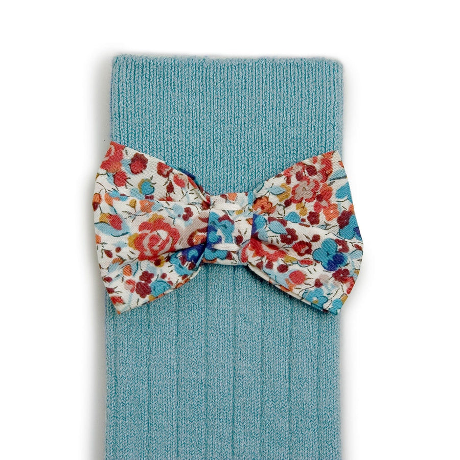 Collegien accessories Collegien Azur Blue Mathilde Liberty Bow Knee Socks