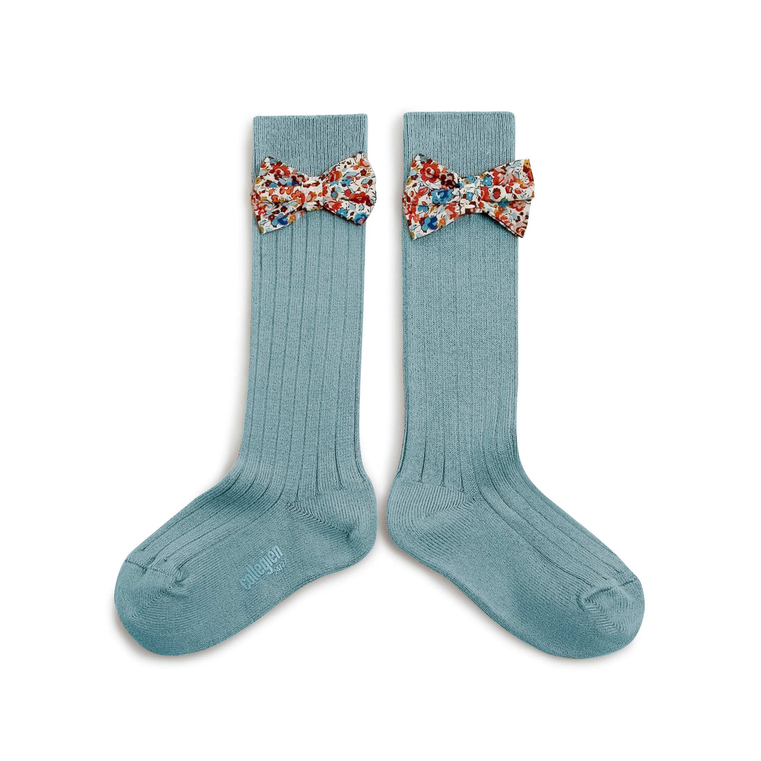 Collegien accessories Collegien Azur Blue Mathilde Liberty Bow Knee Socks