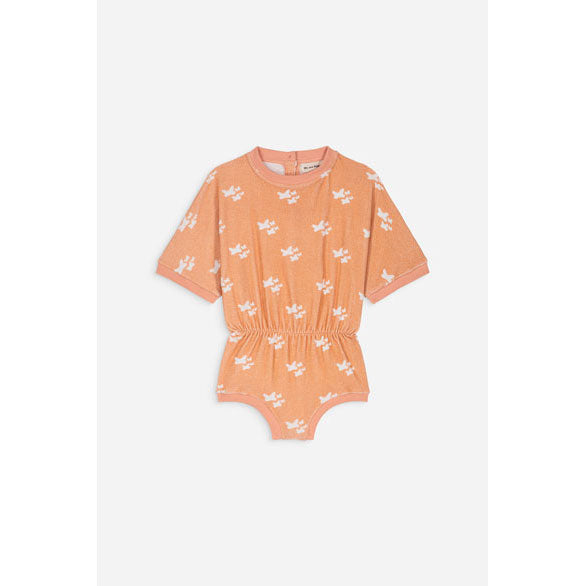 We are Kids White Butterfly + Rib Apricot Romy Romper