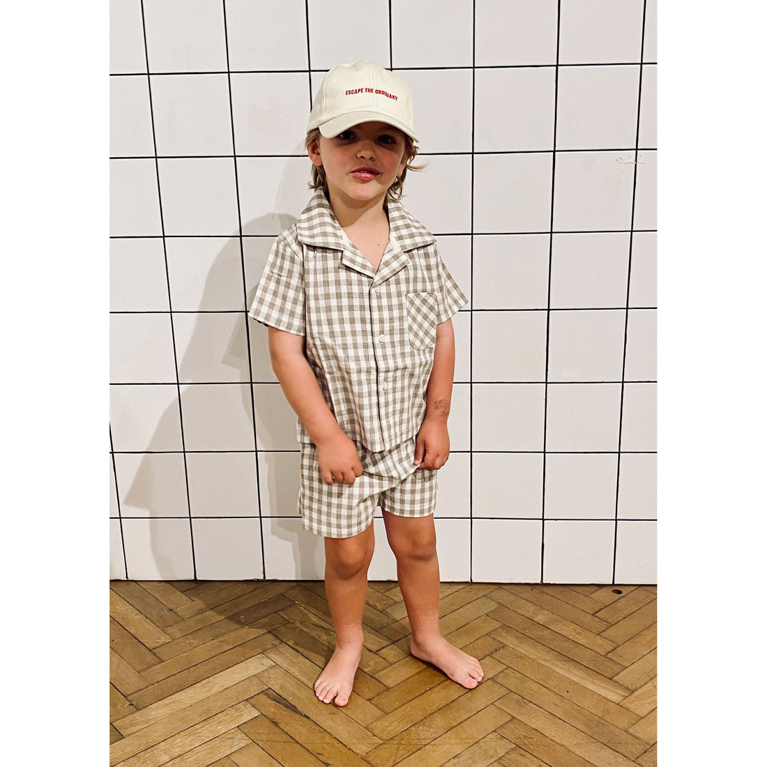 Cos I Said So shirts Cos I Said So Beige Gingham Shirt
