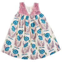 Pink Chicken Mosaic Blue Gilded Floral Courtney Dress