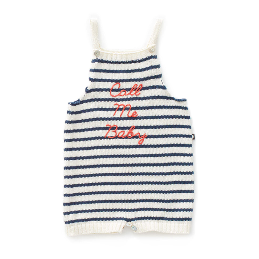 Oeuf White/Navy Stripes Knit Short Romper