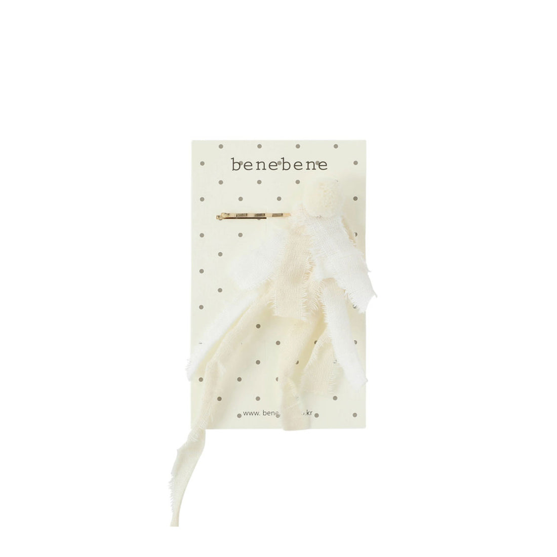 Bene Bene Ivory Linen Pom Pom Head Pin