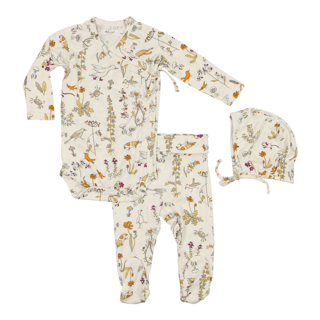 Delicat Ecru Leaves Print Gift Set