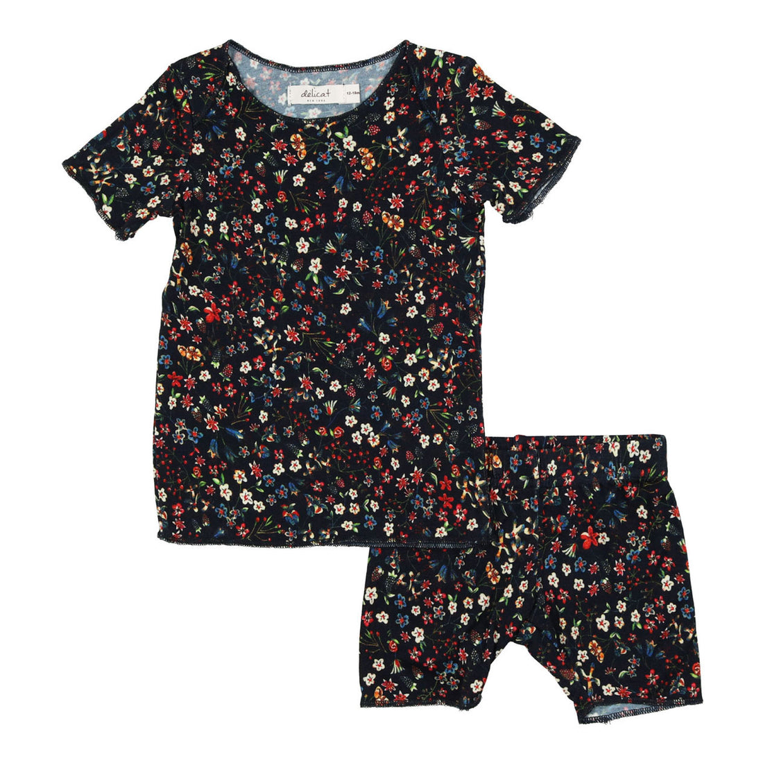 Delicat Black Floral Print Short Biker Set
