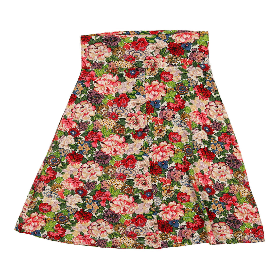 Delicat Red Floral Cotton Flair Skirt