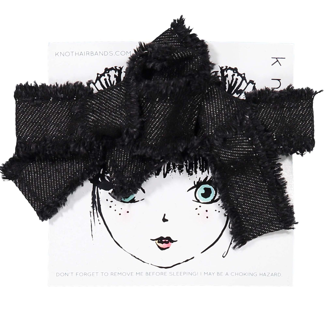 Knot Hairbands Denim Mini Bow Set // Black Wash