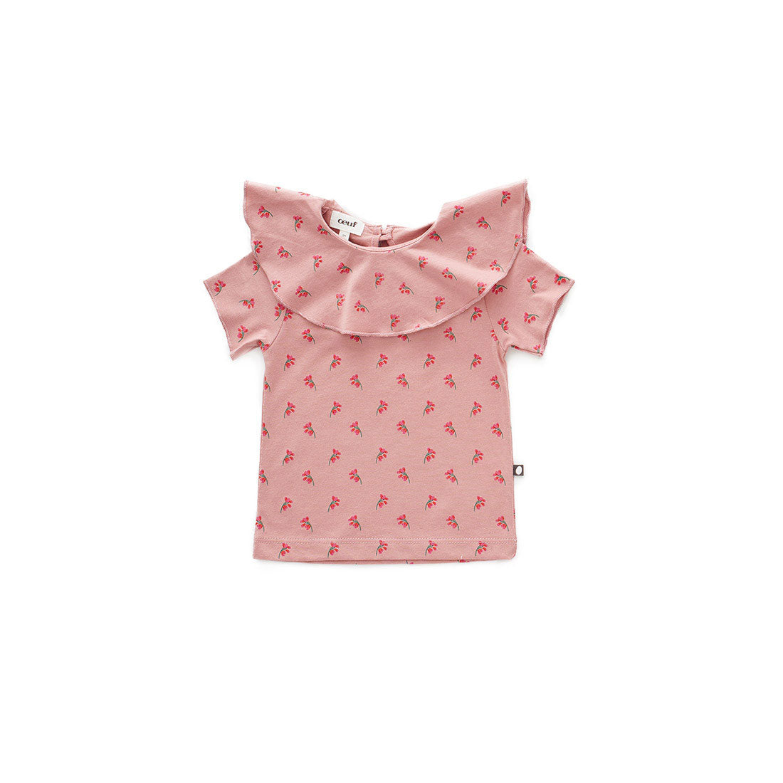Oeuf Rose Flowers Ruffle Collar Tee