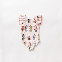 Pink Chicken Strawberry Cream Field Floral Elsie Suit