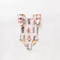 Pink Chicken Strawberry Cream Field Floral Elsie Suit