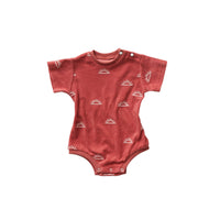 Hey kid Red Embroidered Sun Terry Onesie