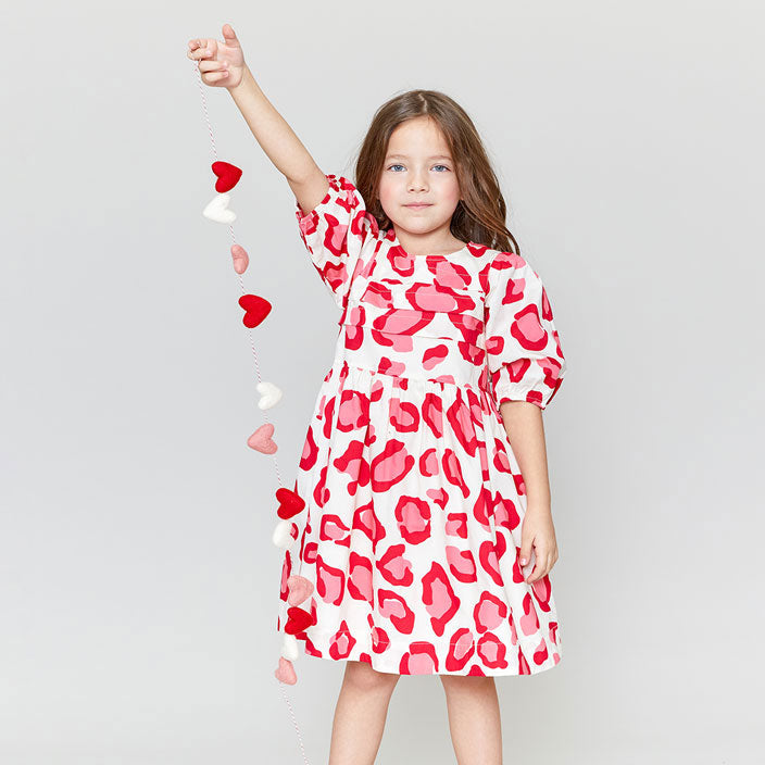 Pink Chicken Valentines Leopard Evelyn Dress