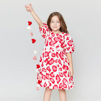 Pink Chicken Valentines Leopard Evelyn Dress