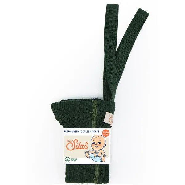 Silly Silas Dark Forest Green Footless Cotton Tights