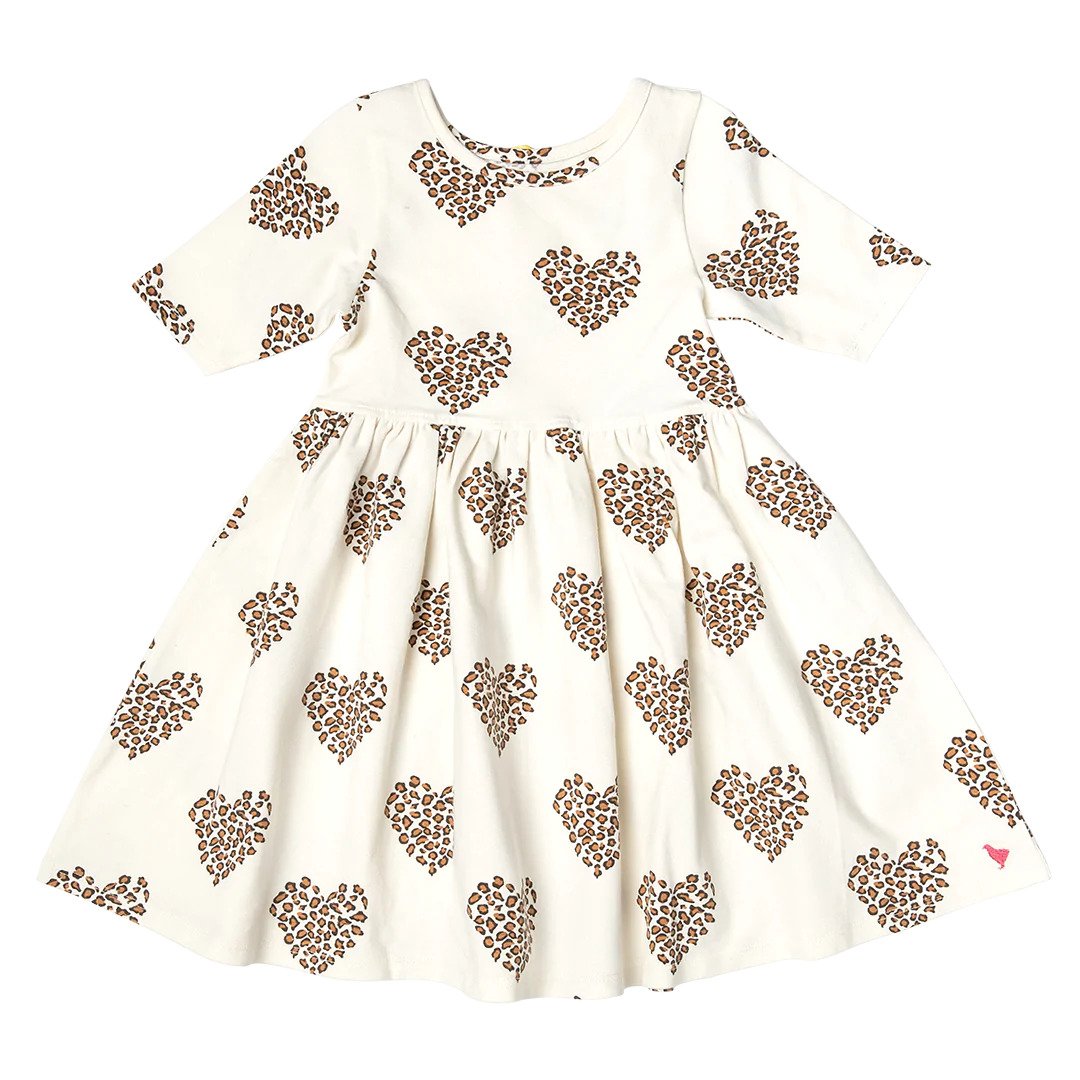 Pink Chicken Organic Steph Dress - Leopard Heart