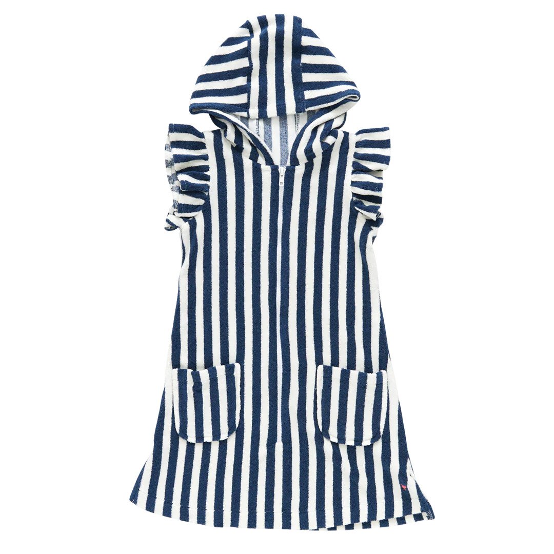 Pink Chicken Terry Coverup - Ocean Stripe