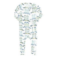 Pink Chicken Baby Bamboo Romper - Blue Cowboy Boots