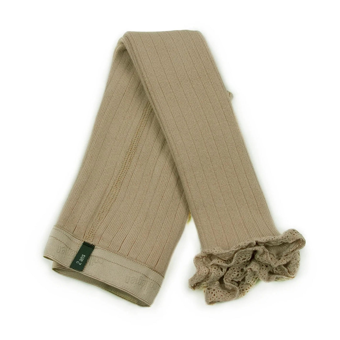 Collegien Alienor - Lace-trim Ribbed Footless Tights - Petite Taupe