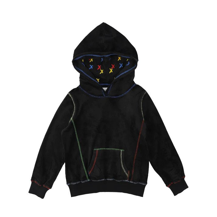 Hey Kid Embroidered Velour Hoodie