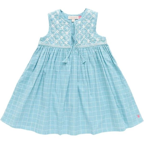 Pink Chicken Jade Dress - Blue Tattersall
