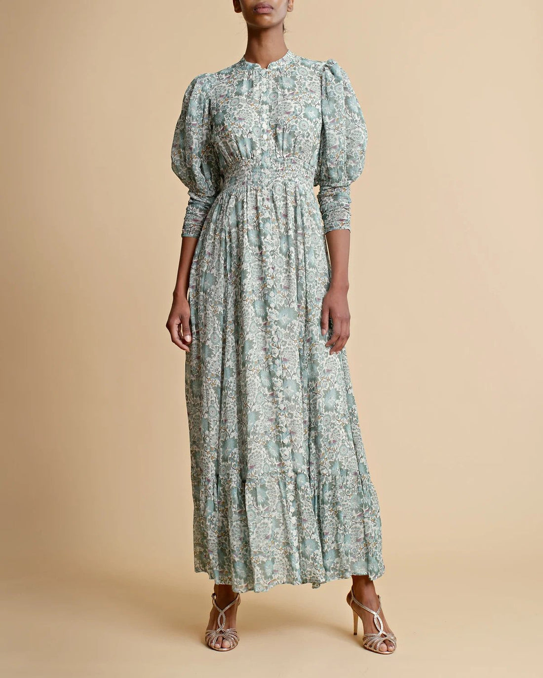 by Timo Blue Birds Georgette Button Down Womens Dress