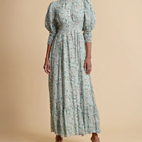 by Timo Blue Birds Georgette Button Down Womens Dress